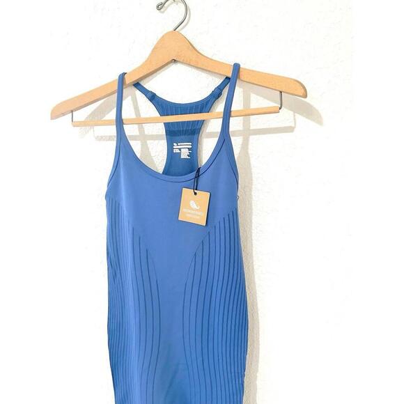 Astroremiges Women's Jumpsuit One Piece Full Length Straps Blue Ribbed Size S - Picture 10 of 15